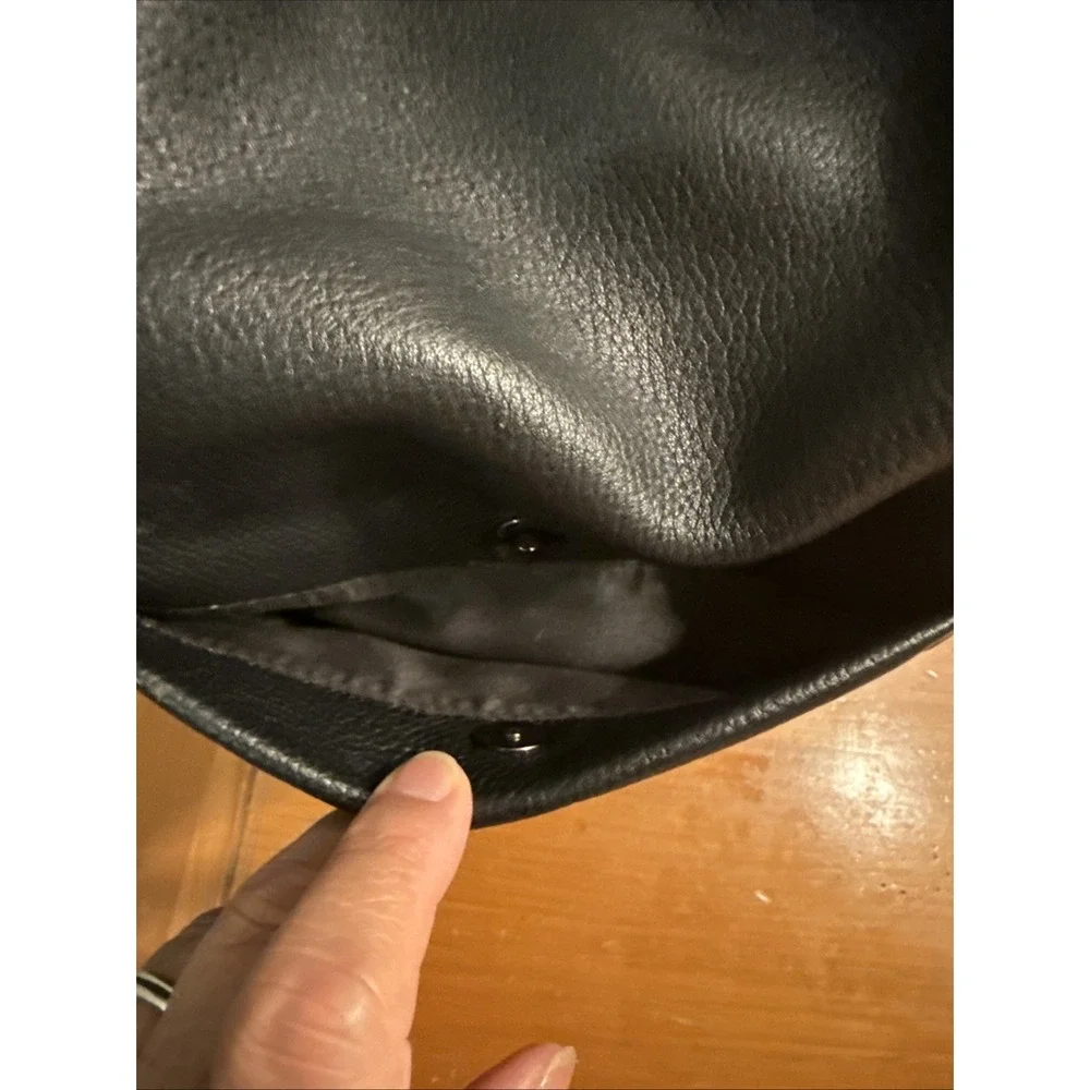 Tahari ASL Black Pebbled Leather Slouchy Hobo Shoulder Bag Adjustable Strap